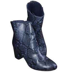 Old Navy Snakeskin Block Heel Boots Womens 10 Blue
